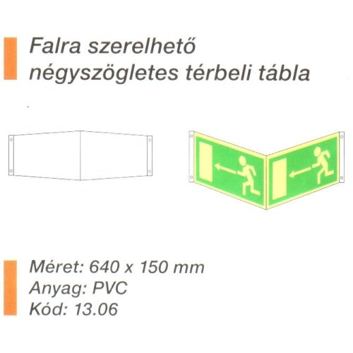 Falra szerelhetö négyszögletes térbeli tábla 13.06