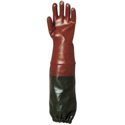   3668-69 MÁRTOTT PVC munkavédelmi KESZTYŰ, BORDÓ, SAV/LÚG/OLAJÁLLÓ, 70CM HOSSZÚ