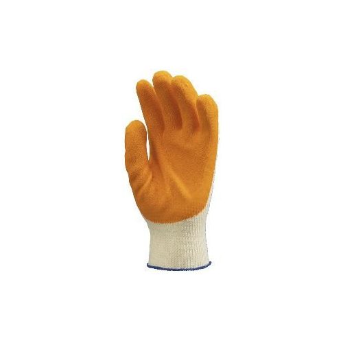 3863-65 Kondenzált, vékony és erős, csúszásbiztos narancs latex munkavédelmi kesztyű Kötött, szellőző pamut háttal KIFUTÓ!