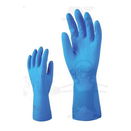 Akrilonitril, kék, 32 cm hosszú, mikroorganizmusok- és vegyszerek elleni munkavédelmi kesztyű (5557-5560)