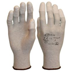   Ujjbegyeken PU-nál mártott szénszálas, poliamid precíziós ESD védőkesztyű