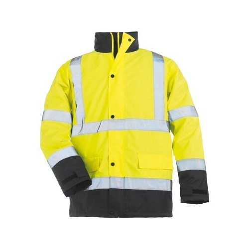 ROADWAY télikabát, sárga/kék,  melegbélés, Oxford külső, taft belső, fényvisszaverő csíkok