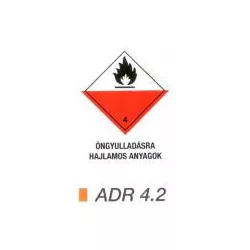 Öngyulladásra hajlamos anyag ADR 4.2