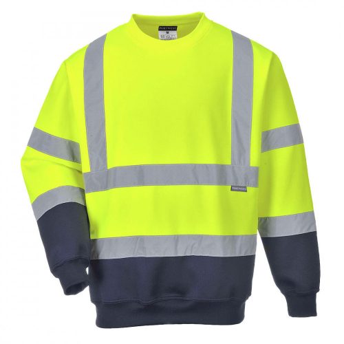 B306YNR4XL, B306-s Portwest, Kéttónusú Hivis pulóver, Sárga/Navy színben, méret: 4XL