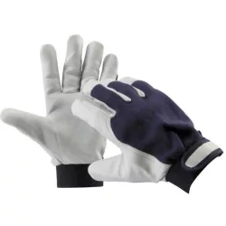   PELICAN BLUE színkecskebőr kombinált munkavédelmi kesztyű tépőzáras mandzsettával.