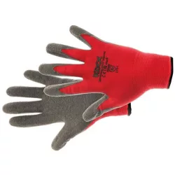   ROCKING RED Kényelmes kötött nylon munkavédelmi kesztyű latex mártással. Varratmentes precíziós kesztyű