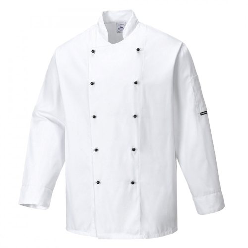 C834WHRXXS, Portwest gasztro ruha, Somerset szakácskabát (séfkabát) fehér színben, gombos