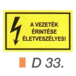 A vezeték érintése életveszélyes! D33/sz