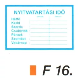 Nyitvatartási idö F16