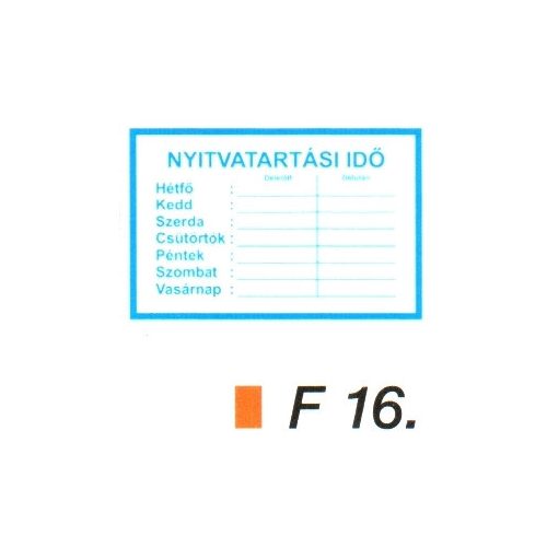 Nyitvatartási idö F16
