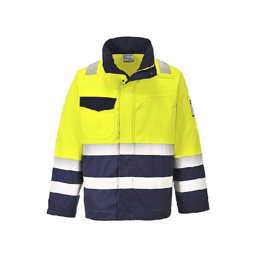 MV25YNRXL, MV25-s Portwest, Hi Vis MODAFLAME munkakabát  Sárga/Navy színben, méret: XL