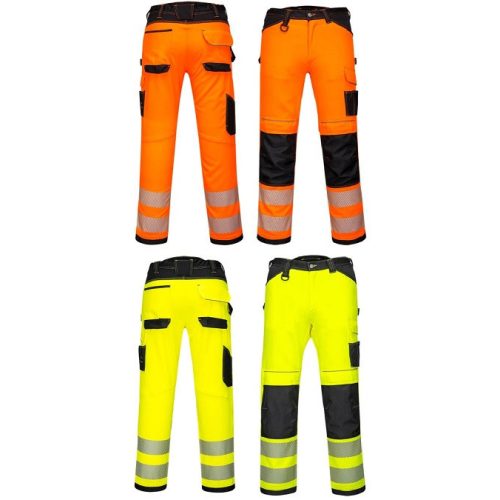 PW303 - PW3 könnyű stretch jólláthatósági nadrág, narancs/fekete és sárga/fekete