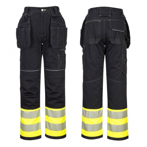 PW307YBR28, Portwest PW3 Hi-Vis Class 1 Holster nadrág, YeBk, méret: 28