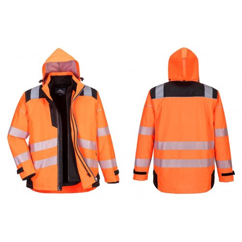 PW365OBRS, Portwest PW3 Hi-Vis 3-in-1 kabát, OrBk, méret: S