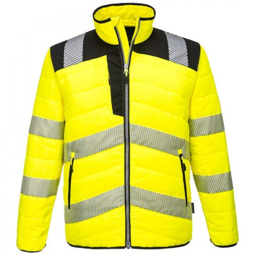 PW371YBR5XL, Portwest PW3 jól láthatóság PW3 Hi-Vis Baffle kabát, Cikkszám: PW371, Sárga/fekete, 5XL