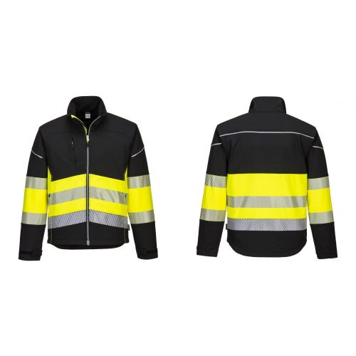 PW375BKYS, Portwest PW3 Hi-Vis Class 1 Softshell kabát, BkYe, méret: S