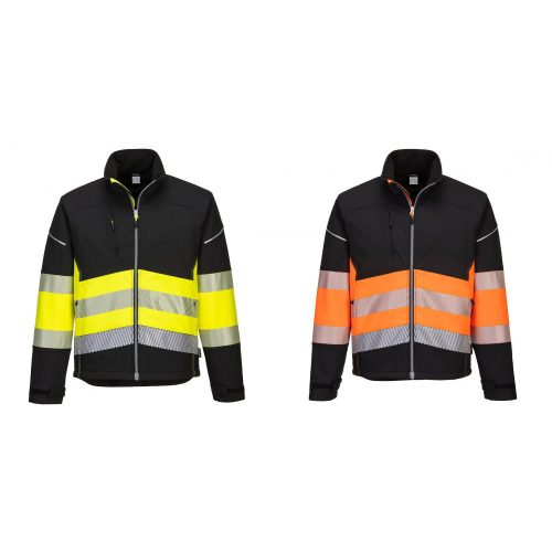 PW375 - Hi-Vis Class 1 Softshell modern, jól láthatósági kabát - Sárga/Narancs