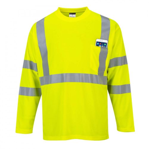 S191YER4XL, S191 - Hivis hosszú ujjú póló zsebbel, Sárga, 4XL