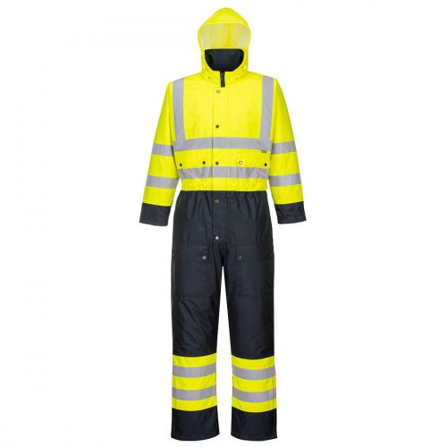 S485YNR5XL, S485 Contrast bélelt overall fényvisszaverő csíkokkal, kezeslábas, Sárga/kék, 5XL