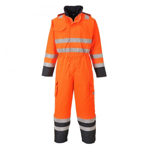 S775ONRXXL, S775-s Portwest, Bizflame Rain Hi-Vis antisztatikus FR overál, Jólláthatósági, Narancs/navy, XXL