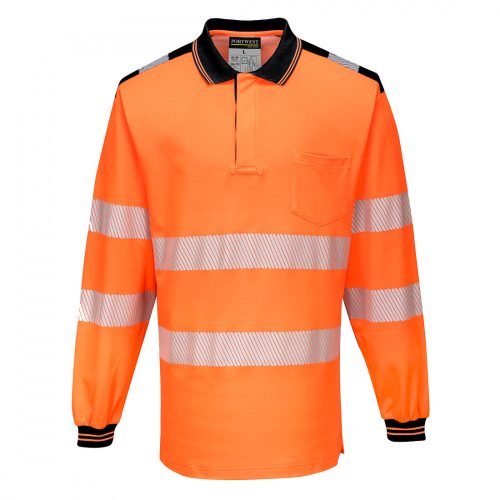 T184OBR5XL, PW3 Hi-Vis hosszú ujjú pólóing- T184, narancs/fekete, 5XL