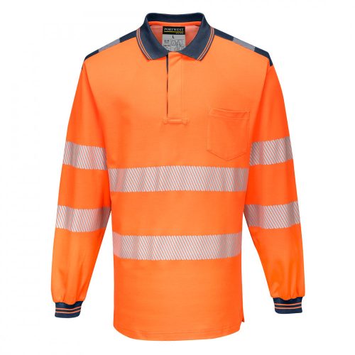 T184ONR5Xl, PW3 Hi-Vis hosszú ujjú pólóing- T184, narancs/kék, 5XL