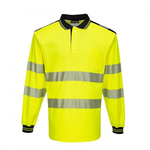 T184YBR5XL, PW3 Hi-Vis hosszú ujjú pólóing- T184, sárga/fekete, 5XL