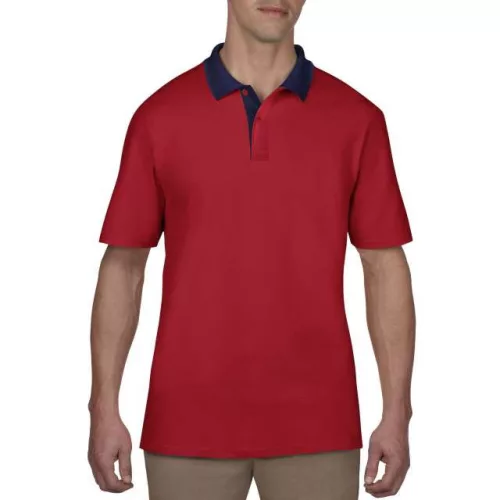 ANVIL (AN6280)  rövid ujjú férfi póló,/fésült pamut oldalvarrott, Piros/sötétkék/Red/Navy színben,  méret: S, méret: S, szín: Piros/sötétkék/Red/Navy