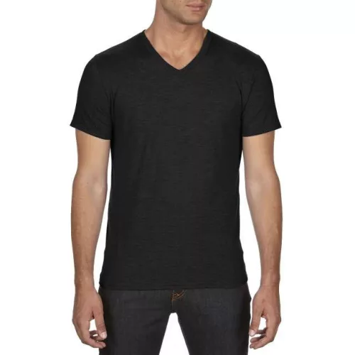 an6752bl-xs, ANVIL (AN6752) nyári rövid ujjú férfi póló fésült pamut/poliészter pamut V nyakú