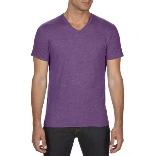 an6752hau-xs, ANVIL (AN6752) nyári rövid ujjú férfi póló fésült pamut/poliészter pamut V nyakú
