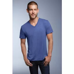   ANVIL (AN6752) nyári rövid ujjú férfi póló fésült pamut/poliészter pamut V nyakú oldalvarrott, Fésült Pamut