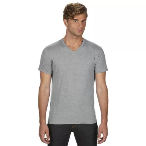 an6752hgr-xs, ANVIL (AN6752) nyári rövid ujjú férfi póló fésült pamut/poliészter pamut V nyakú