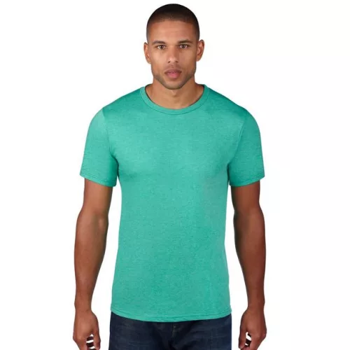 an980hgn-s, ANVIL (AN980) nyári rövid ujjú férfi póló,/fésült pamut környakas, Hanga zöld/Heather