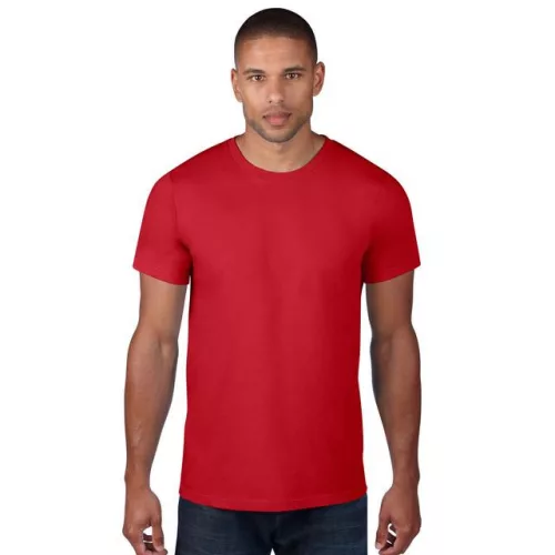 an980re-s, ANVIL (AN980) nyári rövid ujjú férfi póló,/fésült pamut környakas, Piros/Red színben,