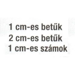 1 és 2 cm-es betük ívben, 1cm-es számok ívben