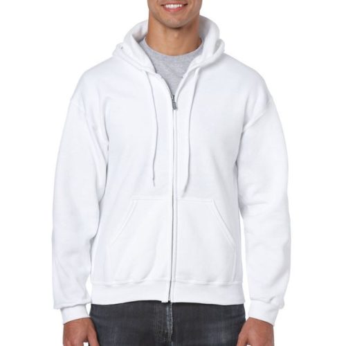 gi18600wh-4xl, GILDAN FULL ZIP (GI18600)  férfi pulóver poliészter/pamut zsebes végig zipzáras