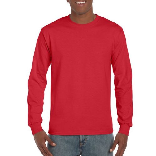 gi2400re-xl, GILDAN ULTRA COTTON (GI2400) nyári hosszú ujjú uniszex póló, környakas, Piros/Red