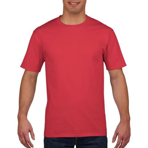 gi4100re-l, GILDAN (GI4100) nyári rövid ujjú férfi póló, környakas, Piros/Red színben,  méret: L