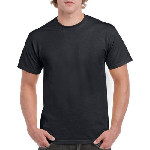 gi5000bl-2xl, GILDAN (GI5000) nyári rövid ujjú férfi póló, környakas, Fekete/Black színben,