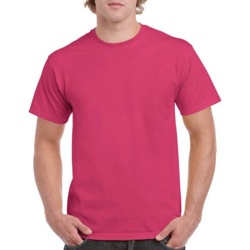 gi5000he-2xl, GILDAN (GI5000) nyári rövid ujjú férfi póló, környakas, Rózsaszín/Heliconia