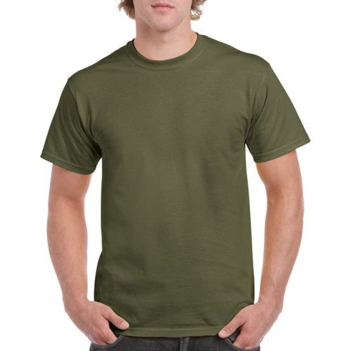gi5000mi-s, GILDAN (GI5000) nyári rövid ujjú férfi póló, környakas, Katonai zöld/Military Green