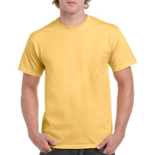 gi5000yh-l, GILDAN (GI5000) nyári rövid ujjú férfi póló, környakas, Ködössárga/Yellow Haze