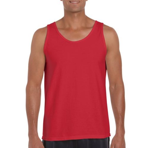 gi64200re-2xl, GILDAN (GI64200) nyári ujjatlan férfi póló, környakas, Piros/Red színben,  méret: