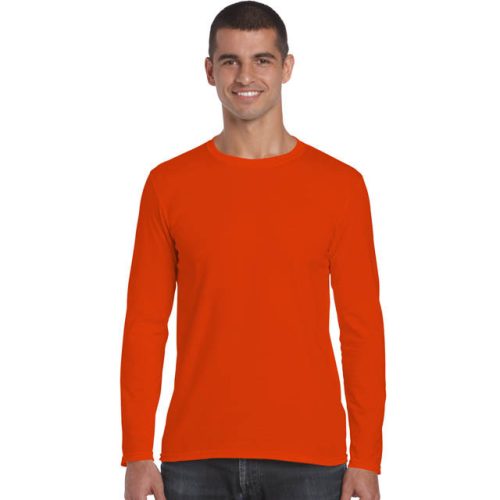 gi64400or-2xl, GILDAN (GI64400) nyári hosszú ujjú férfi póló, környakas, Narancssárga/Orange