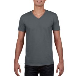   gi64V00ch-xl, GILDAN (GI64V00) nyári rövid ujjú férfi póló, V nyakú, Szürke/Charcoal színben,