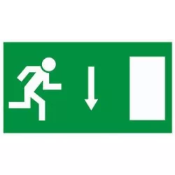   Menekülési útvonal lefele mutató nyíllal, öntapadós matrica