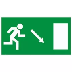   Menekülési útvonal jobbra-le mutató nyíllal, öntapadós matrica