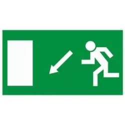   Menekülési útvonal balra-le mutató nyíllal, öntapadós tábla