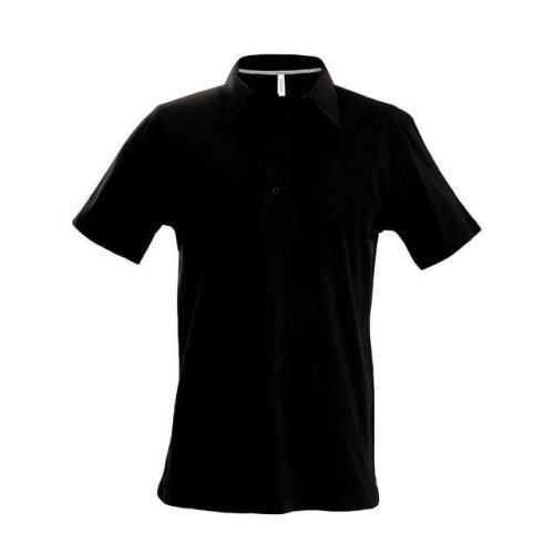 ka241bl-l, KARIBAN (KA241)  rövid ujjú férfi galléros póló, oldalvarrott, Fekete/Black színben,