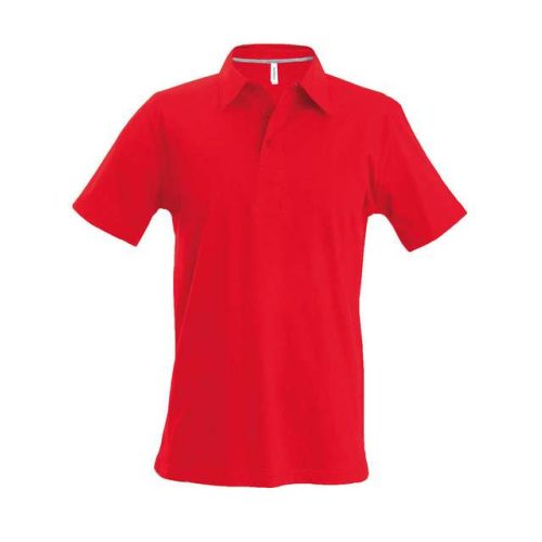 ka241re-m, KARIBAN (KA241)  rövid ujjú férfi galléros póló, oldalvarrott, Piros/Red színben,